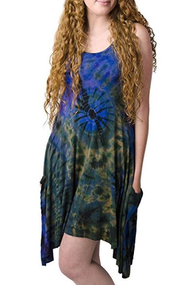 boho hippie bohemian tie dye dress with pockets