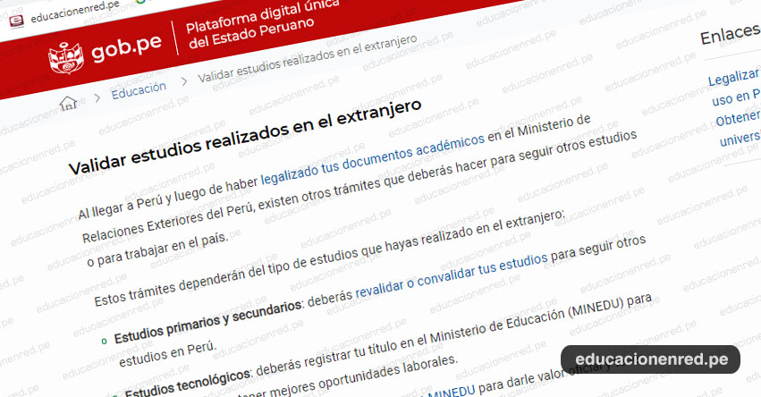 MINEDU: Conoce los trámites que debes realizar para validar los estudios realizados en el extranjero - www.minedu.gob.pe