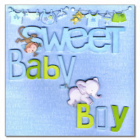 baby boy scrapbook page blue elephant monkey safari