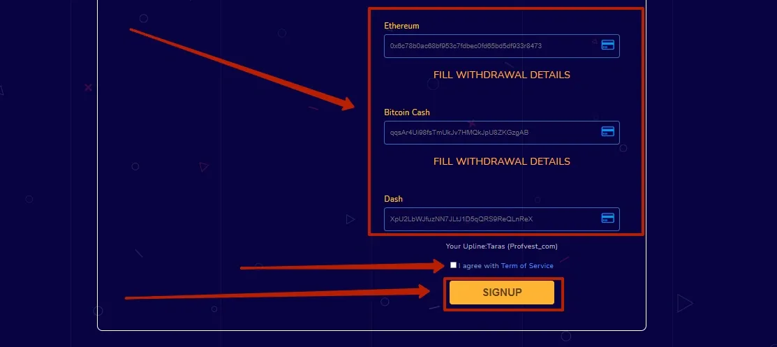 Регистрация в Bitofast 3