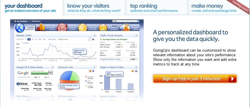 Free SEO and Web Analytics tools: GoingUp!