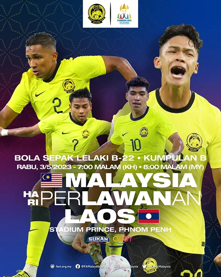 Siaran Lansung Malaysia Vs Laos Live Streaming Bola Sepak Sukan SEA 2023