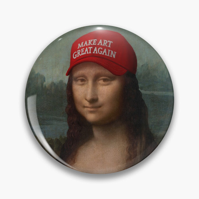 Mona Lisa's pin button.