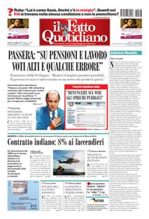 Il Fatto Quotidiano del 3 Maggio 2012 | ISSN 2037-089X | TRUE PDF | Quotidiano | Cronaca | Politica
Il quotidiano è edito dal 23 settembre 2009. L'uscita del giornale è stata preceduta da una lunga fase preparatoria iniziata il 28 maggio 2009 con l'annuncio del nuovo quotidiano dato sul blog voglioscendere.it da Marco Travaglio.
Il nome della testata è stato scelto in memoria del giornalista Enzo Biagi, conduttore del programma televisivo Il Fatto, mentre il logo del bambino con il megafono si ispira al quotidiano La Voce, in omaggio al suo fondatore Indro Montanelli.
L'editore ha manifestato la volontà di rinunciare ai fondi del finanziamento pubblico per l'editoria e di sovvenzionarsi soltanto con i proventi della pubblicità e delle vendite, e di usufruire solo delle tariffe postali agevolate per i prodotti editoriali sino alla loro abrogazione nell'aprile 2010.