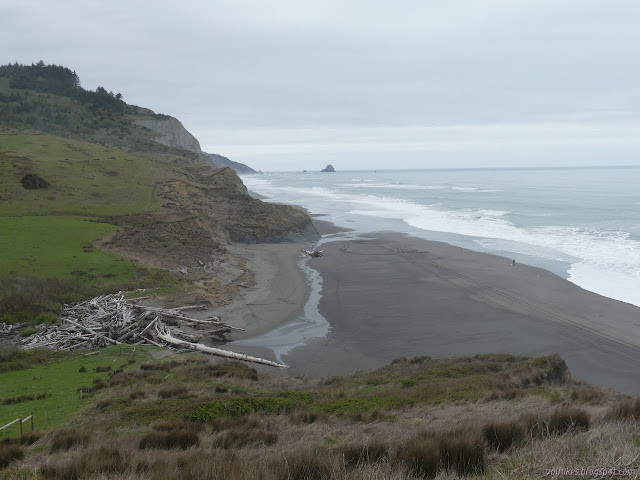 creek washing up onto the beach and dribbling southward to the ocean