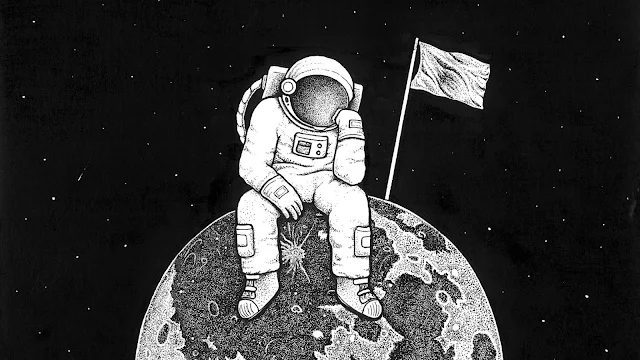 Astronauta, Lua, Bandeira, Espaço