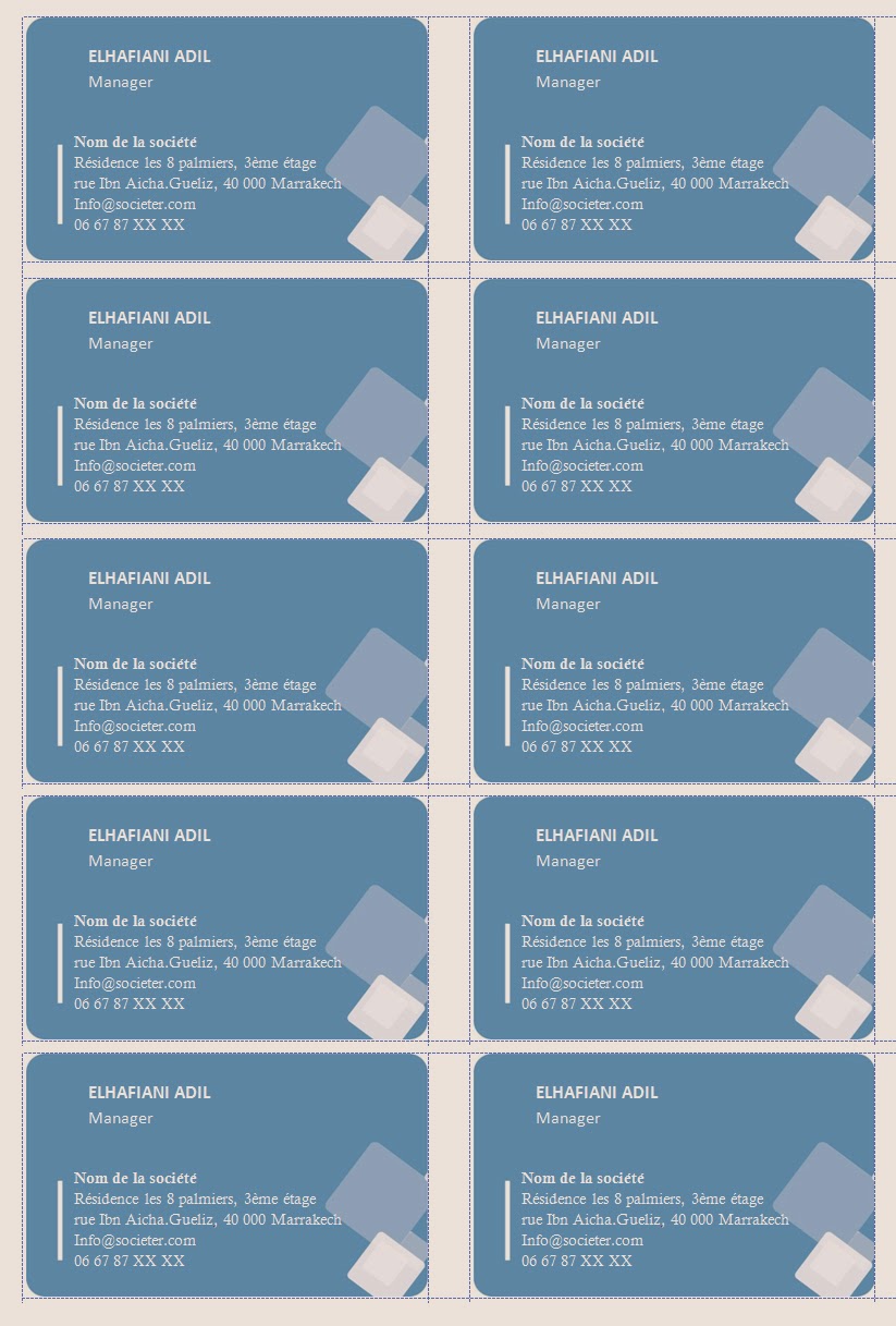 Comment faire un cv: carte de visite format word