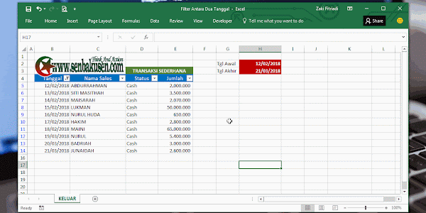 Cara Filter Data Antara Dua Tanggal Menggunakan Kode Macro Excel