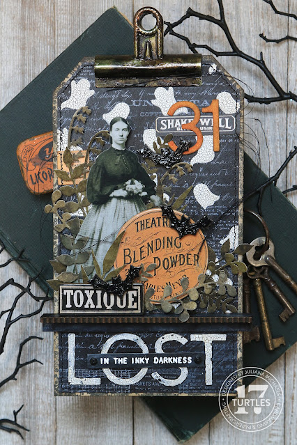 Lost In The Inky Darkness Halloween Home Decor Thickboard Tag by Juliana Michaels featuring Scrapbook.com and Tim Holtz