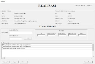 Tampilan Form Transaksi Kegaitan Harian (Realisasi) - source code aplikasi pkl delphi