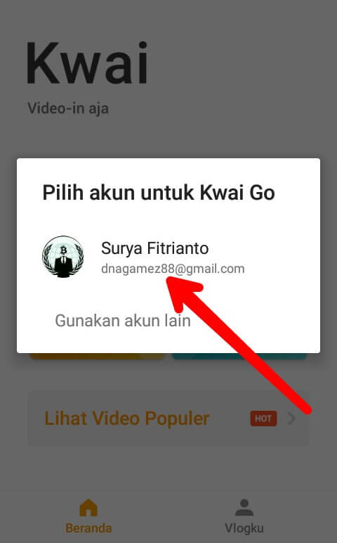 Silahkan tunggu beberapa detik dan akan muncul akun Google yang tertaut di perangkat Smartphone Anda. Silahkan pilih salah satu akun Google dan pilih "Izinkan"