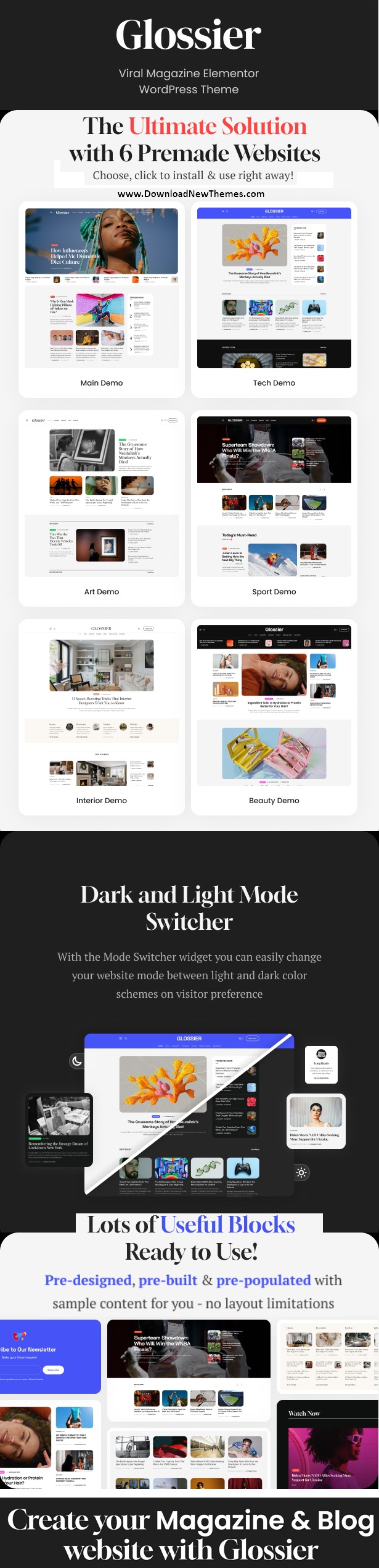 Glossier - Newspaper & Viral Magazine WordPress Theme Review