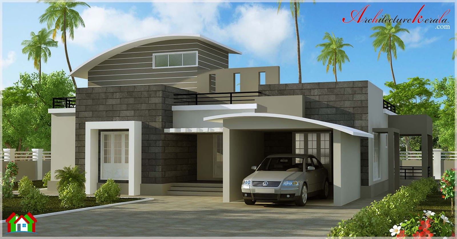  CONTEMPORARY  STYLE VILLA ELEVATION ARCHITECTURE KERALA 