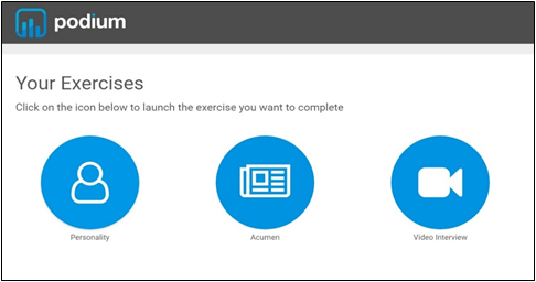Podium365 Video Interviewing and Online Exercises