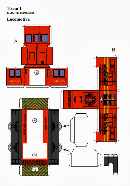 Molde de trem locomotiva com vagões