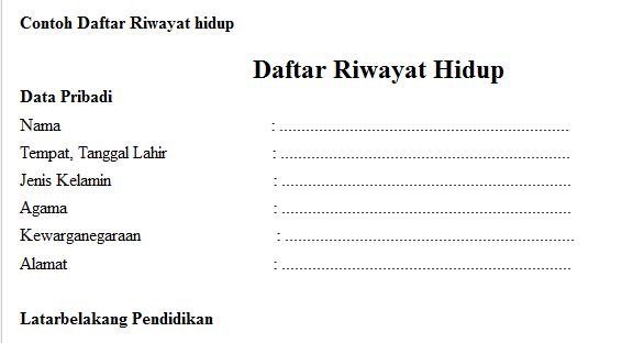 Contoh Daftar Riwayat Hidup Yang Baik Dan Benar - Kumpulan 