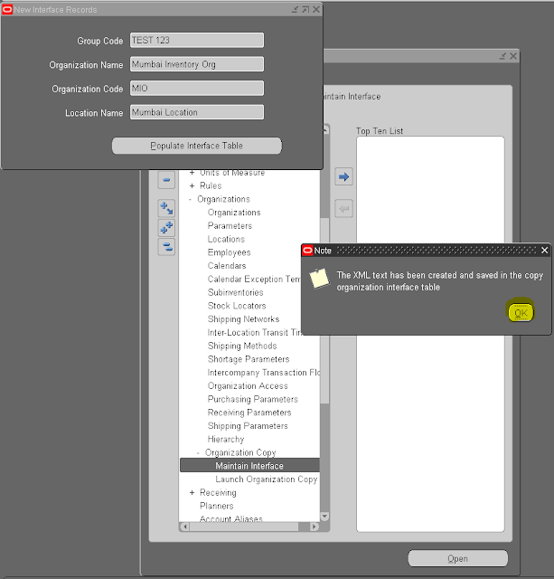 Steps to Copy and create New Inventory Organization