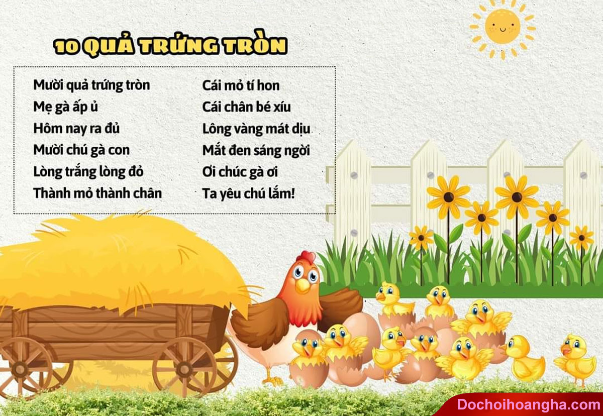 Hình ảnh bài thơ mười quả trứng tròn