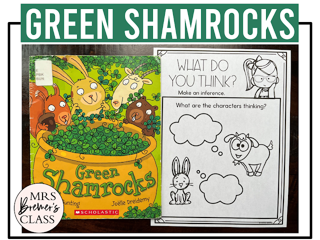 Green Shamrocks book activities unit with literacy printables, reading companion activities, lesson ideas, and a craft for Kindergarten and First Grade