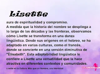 ▷ Significado del nombre Lisette