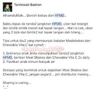 Testimoni Penyakit Tangan Kaki Mulut HFMD Produk Shaklee