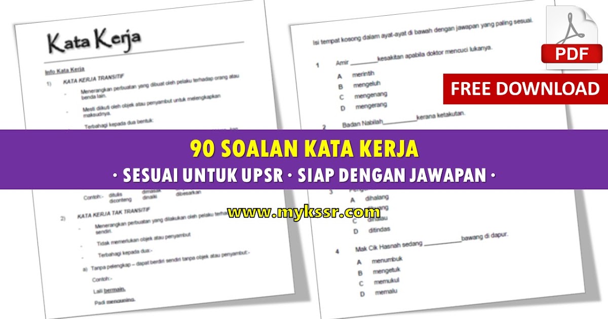 90 Soalan Kata Kerja Sesuai Untuk Upsr Siap Dengan Jawapan Free Download Mykssr Com