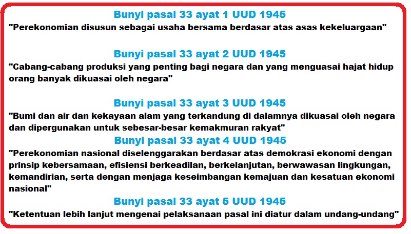  Bunyi  Pasal  33 Ayat  1 2 3 4 dan 5 UUD 1945  Lengkap 