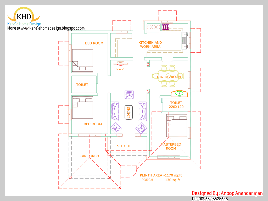 small budget house plan - 109 Square meter (1170 Sqft) - October 2011