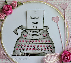 Pink typewriter love card