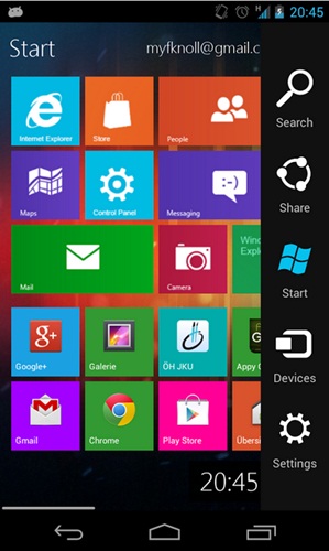 Tampilan Launcher Windows 10 di Android