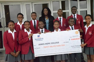 Students who win school through dangote scholarship program 