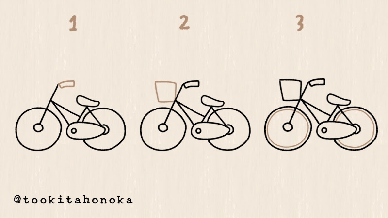 自転車のイラストの簡単かわいい描き方 手書き ボールペン 手帳用 How To Draw Easy Bicycle 遠北ほのかのイラストサイト