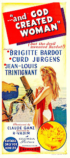 ...AND GOD CREATED WOMAN. Daybill: 34 x 76 cms. Australia. Imprenta: Robert Burton Pty. Ltd. Y DIOS CREÓ LA MUJER. Et Dieu créa la femme. 1956. Francia, Italia. Dirección: Roger Vadim. Reparto: Brigitte Bardot, Curd Jürgens, Jean-Louis Trintignant, Christian Marquand, Georges Poujouly, Jane Marken, Jean Tissier, Isabelle Corey, Jean Lefebvre.