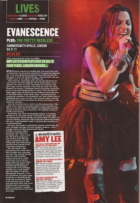 Primer concierto de Evanescence en UK  "Londres se desmaya"