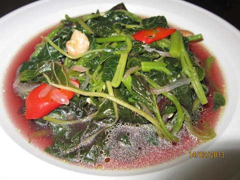 resepi bayam merah masak kari