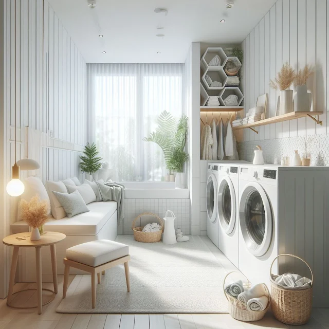 washing room, with clean white walls