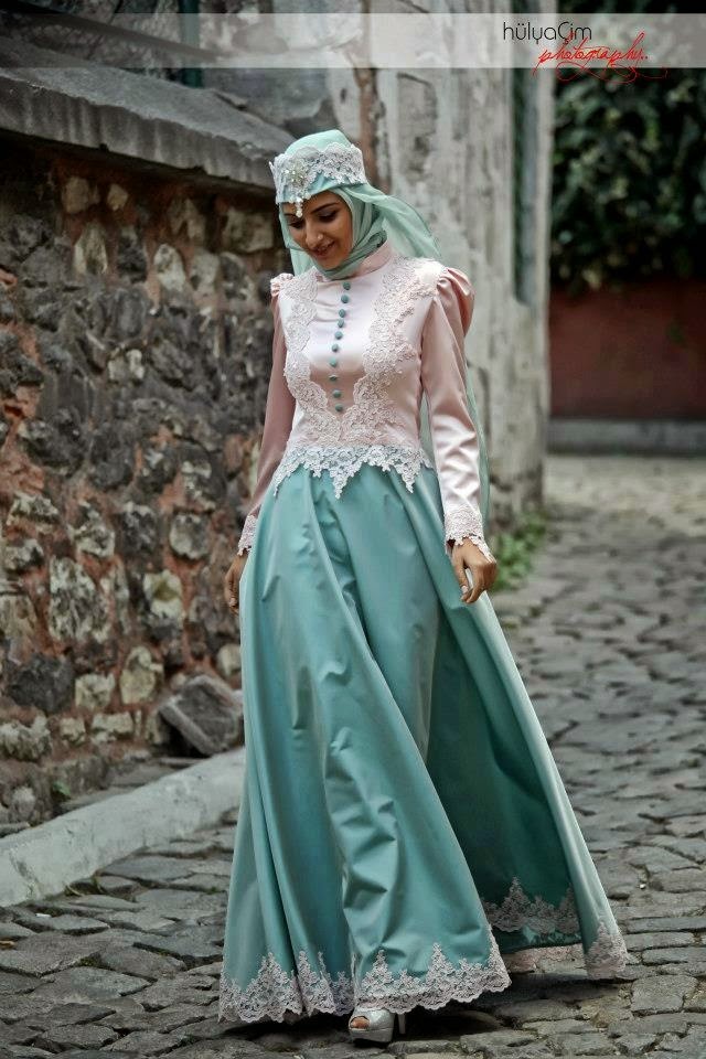 25 Contoh Model Baju  Pengantin  Muslim Warna  Biru  