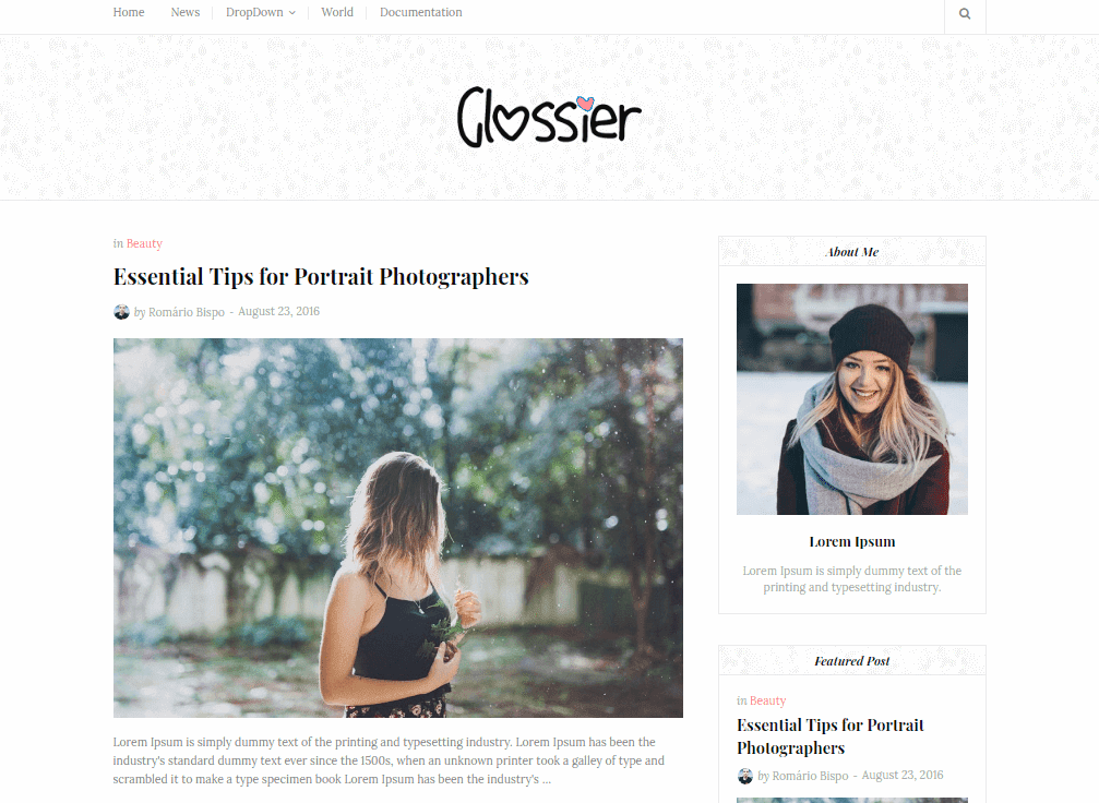 Glossier Clean Blogger Template