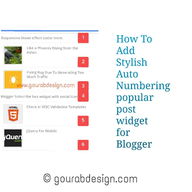 blogger popular post widget with auto numbering and thumbnail