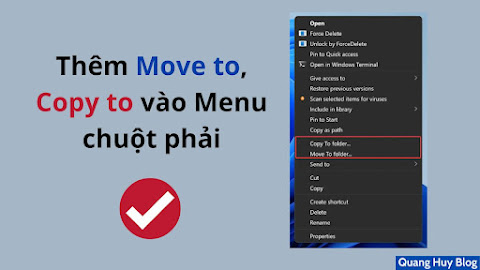 Cách thêm Move to và Copy to vào menu chuột phải Windows 10, 11