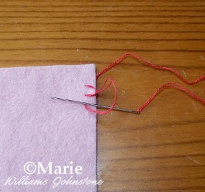 step 6 demonstrating hand sewing stitch