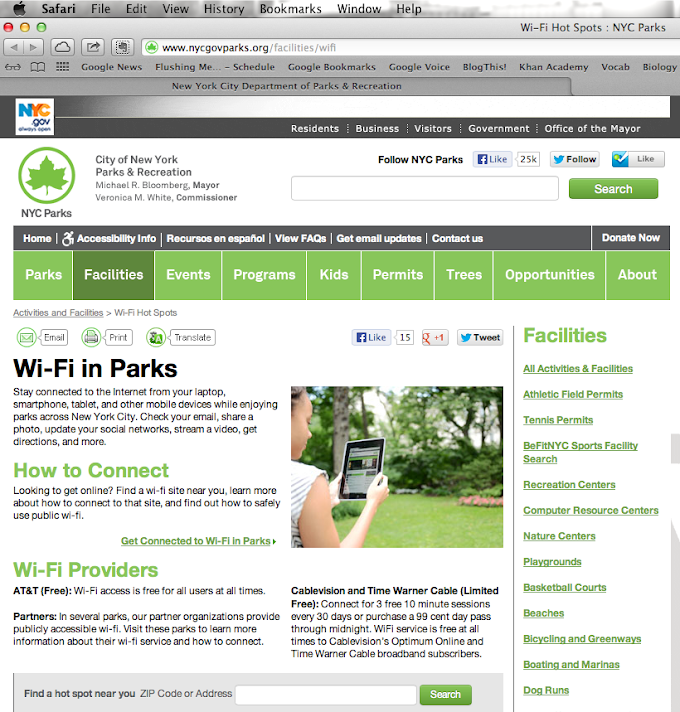 32 new parks within NYC now have free Wifi starting today!