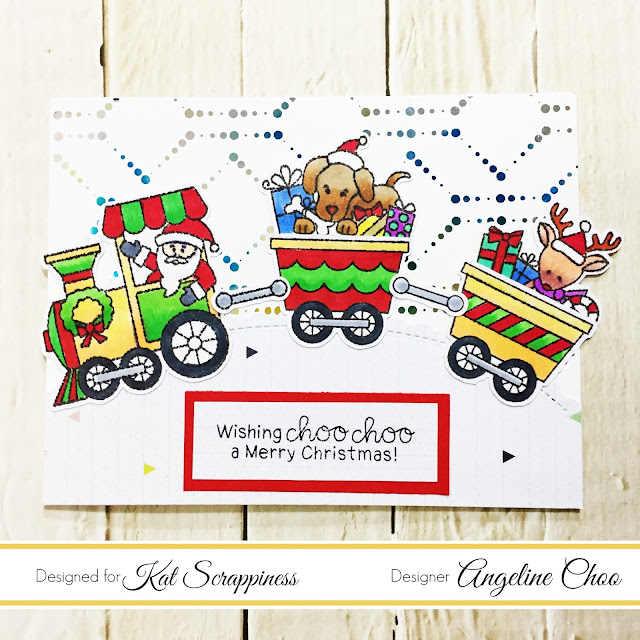 ScrappyScrappy: All Aboard for Christmas with Kat Scrappiness #scrappyscrappy #katscrappiness #newtonsnookdesigns #thermoweb #heidiswapp #minc #foil #decofoil #stamp #stamping #christmascard #christmas #copicmarkers #santa #christmastrain #rudolph #foilables