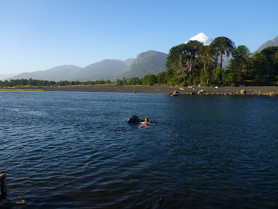 Swimming across the lake