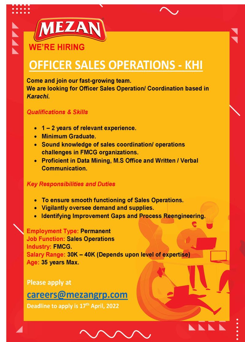 Mezan Group Jobs for Officer Sales Operations