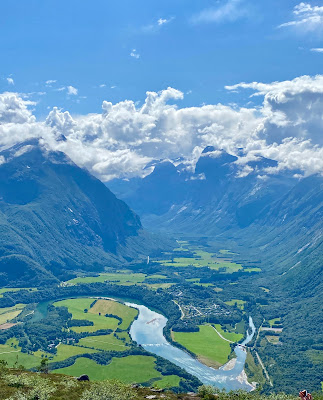 view from top of Nesaksla mountain in Åndalsnes, Norway