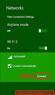 Klik Connect Untuk Hubungkan Hotspot ke PC