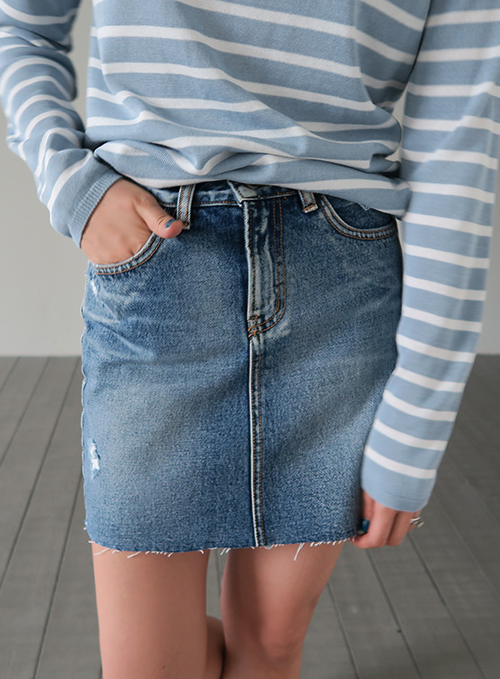  Distressed Denim Skirt