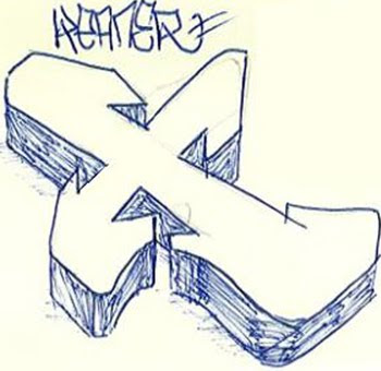 TYPE OF ALPHABET GRAFFITI DESGN LETTER X, Alphabet Graffiti Letter x, Sketches, x Street Art, Light x