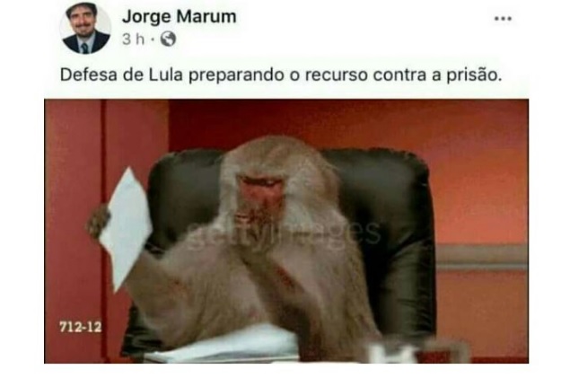 Promotor ofende defesa de Lula com foto de macaco e é criticado pela OAB